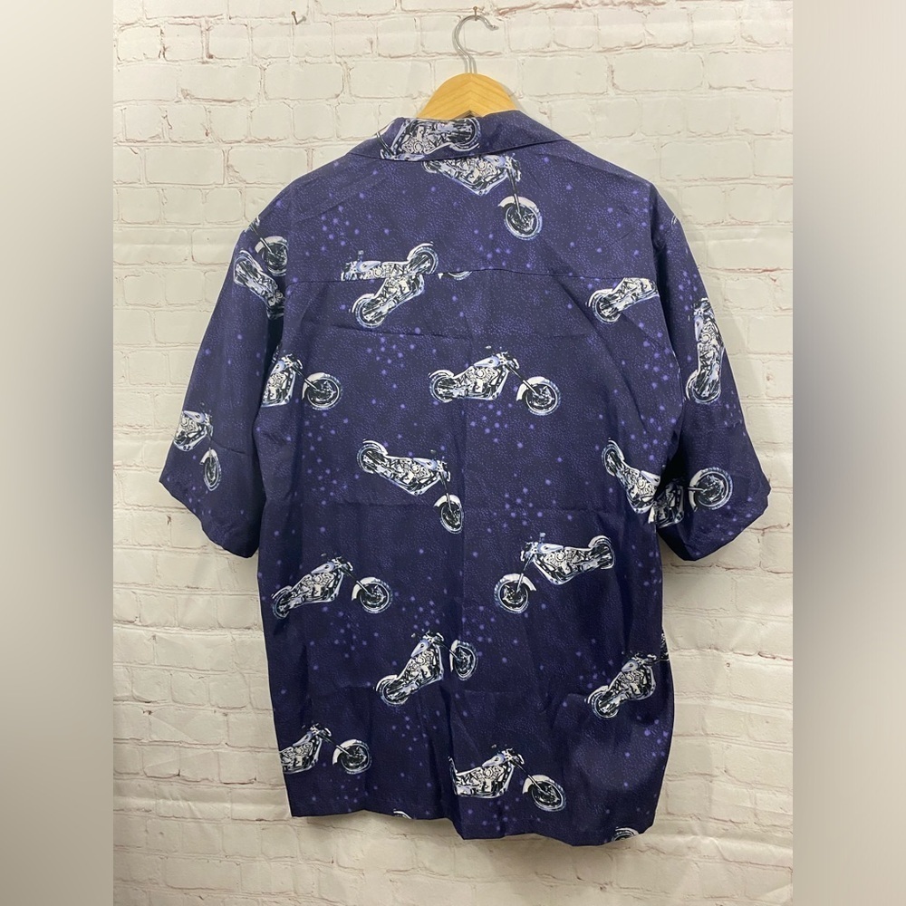 American Biker Mens Size XXL Short Sleeve Button Down Purple Shirt motorcycles - Picture 2 of 7